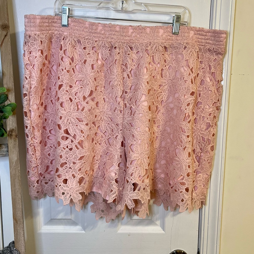 Lane Bryant Pink Lace Lined Shorts - Picture 3 of 4